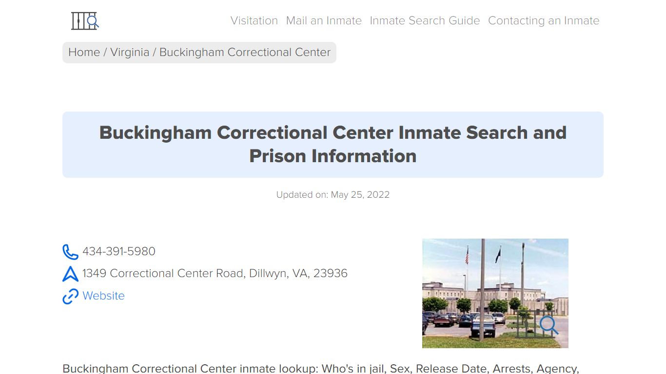 Buckingham Correctional Center Inmate Search, Visitation, Phone no ...