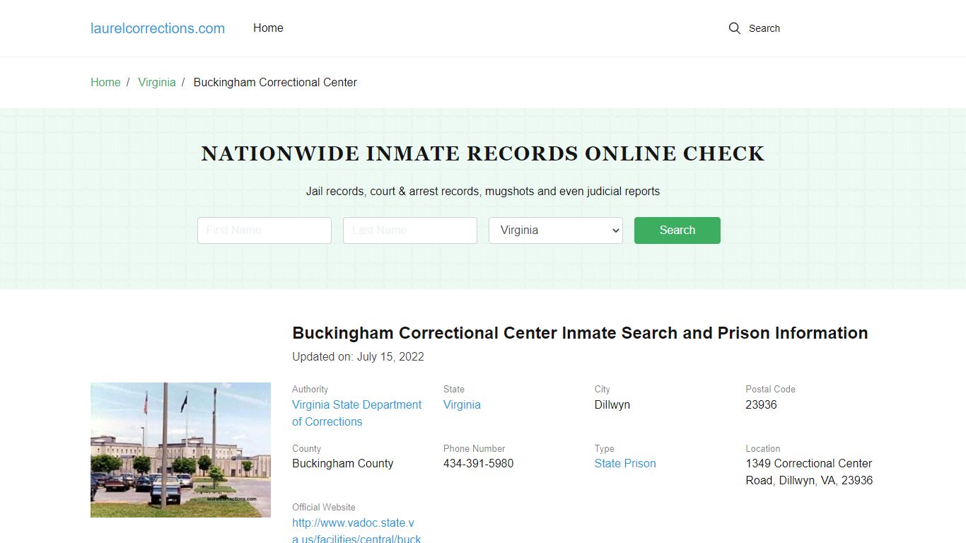 Buckingham Correctional Center Inmate Search, Visitation, Phone no ...